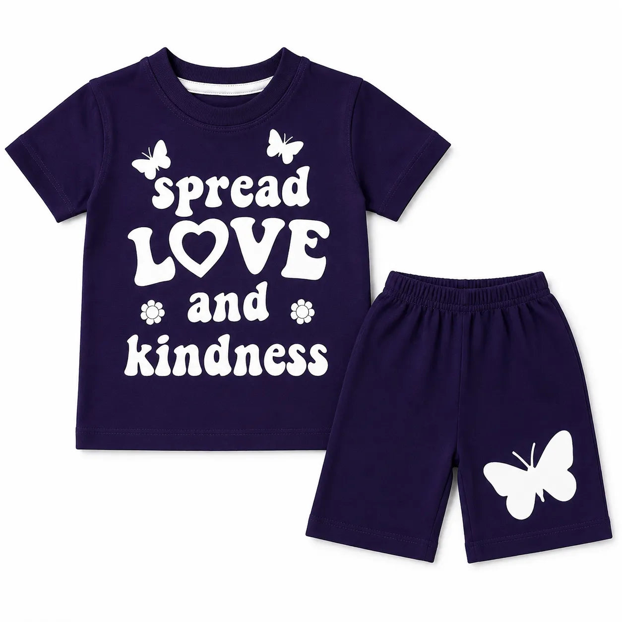 Girls Navy Blue Butterfly Summer Coord Set (6 - 12 Months)