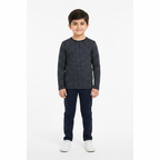 Navy Blue Long Sleeves T-Shirt with Blue Grids - Cotton Fabric - Affordable Summer Outfits - Kidswear Brand in Pakistan - Trendy Summer Articles - Lil' Cubs