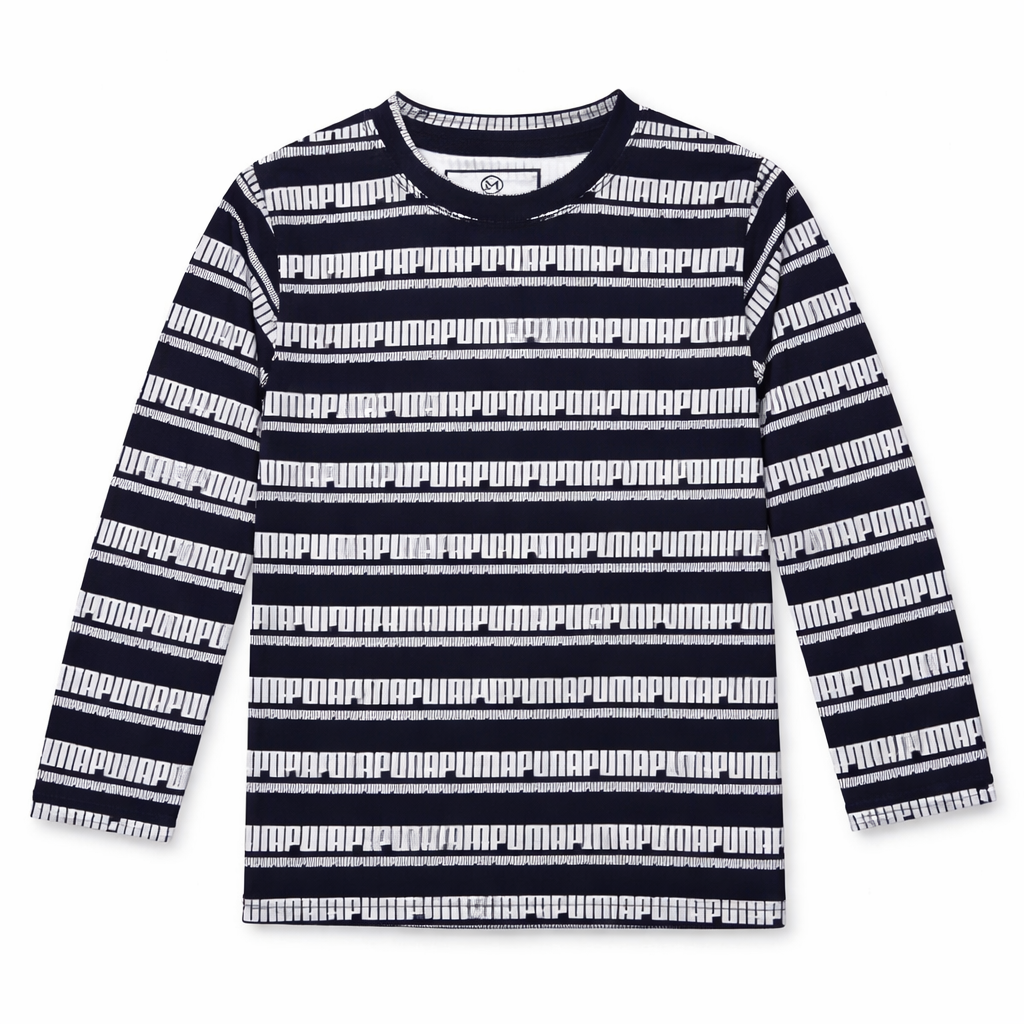 Navy Blue Long Sleeves with White Puma Print T-Shirt - Cotton Fabric - Affordable Summer Outfits - Kidswear Brand in Pakistan - Trendy Summer Articles - Lil' Cubs