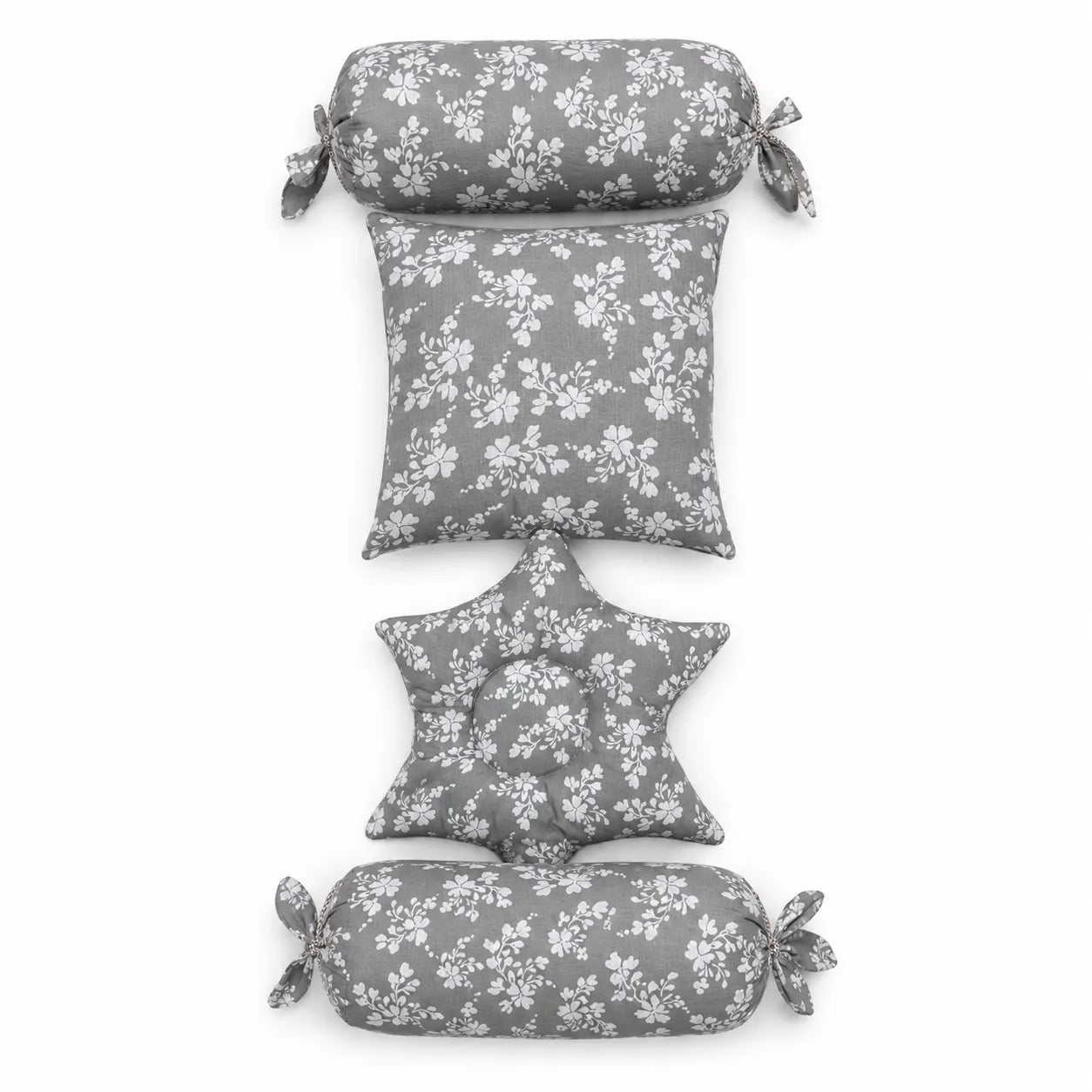 New Born Pillow Set – Light Grey Floral Print