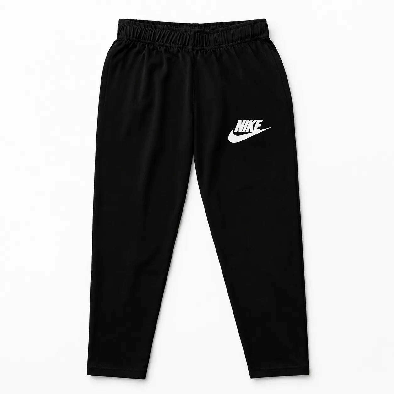 Black Nike boys' cotton basic trousers from Lil Cubs, pack of 3, featuring comfortable, casual fit for kids.