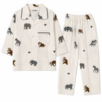 Kids Off White Animals Cotton Summer Night Suit (1 - 4 Years)