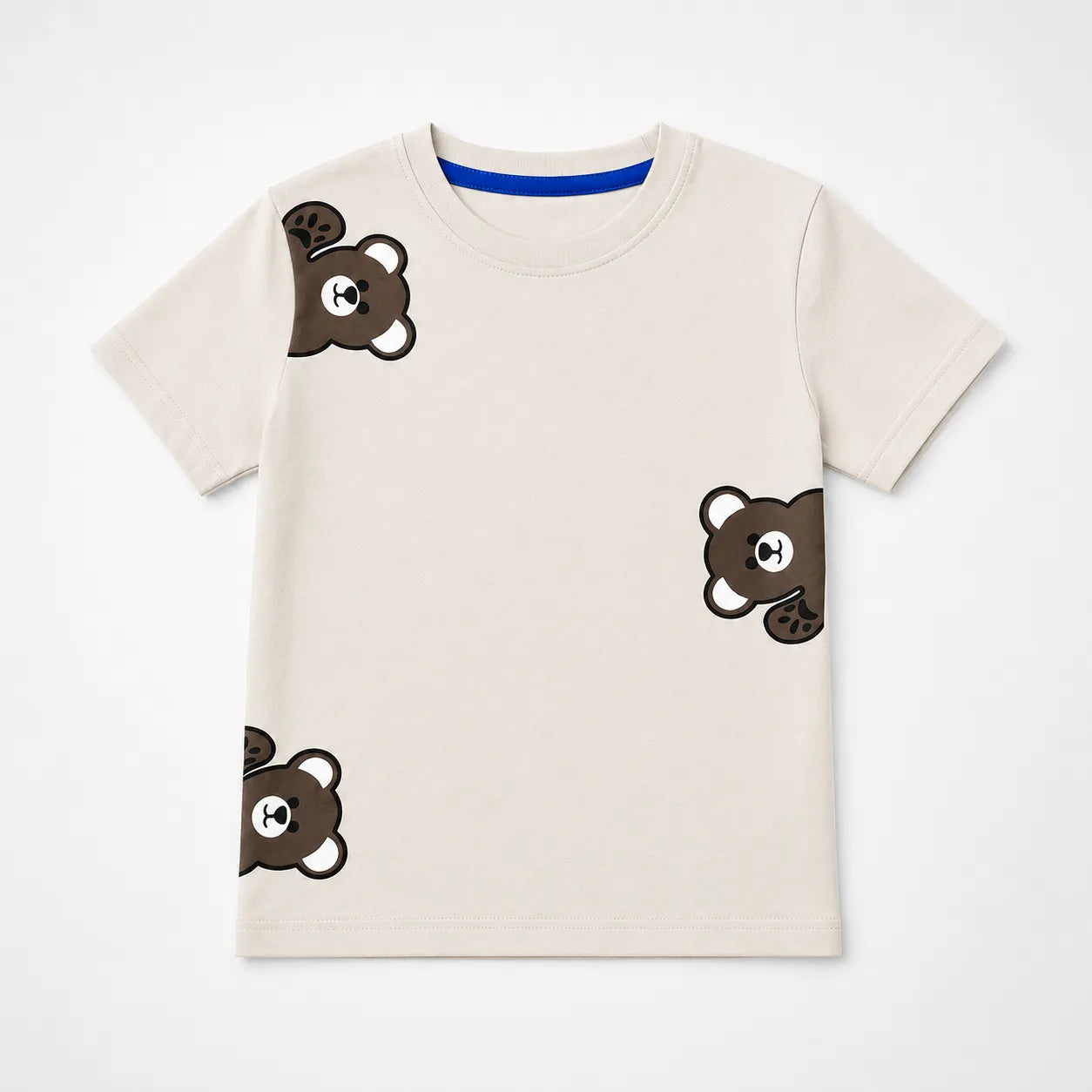 Boys Off White & Charcoal Grey Teddy Summer Coord Set (2 Piece) - Age 1 - 12 Years