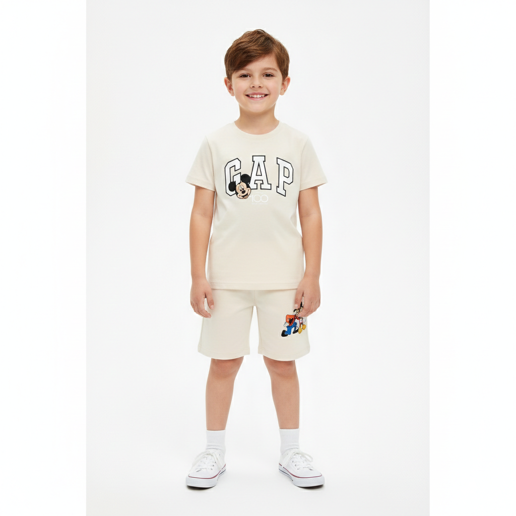 Off White Gap Summer Coord Set - Jersey Cotton Fabric - Kidswear in Pakistan - Kids Clothing - Trendy Kidswear Outfits