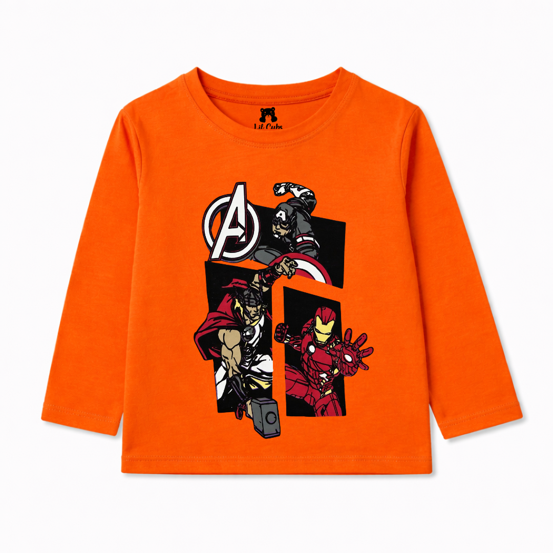Orange Avengers Summer Coord Set - Jersey Cotton Fabric - Affordable Summer Outfits - Kidswear Brand in Pakistan - Stylish Design in Summer Outfits - Trendy Summer Articles - Lil' Cubs
