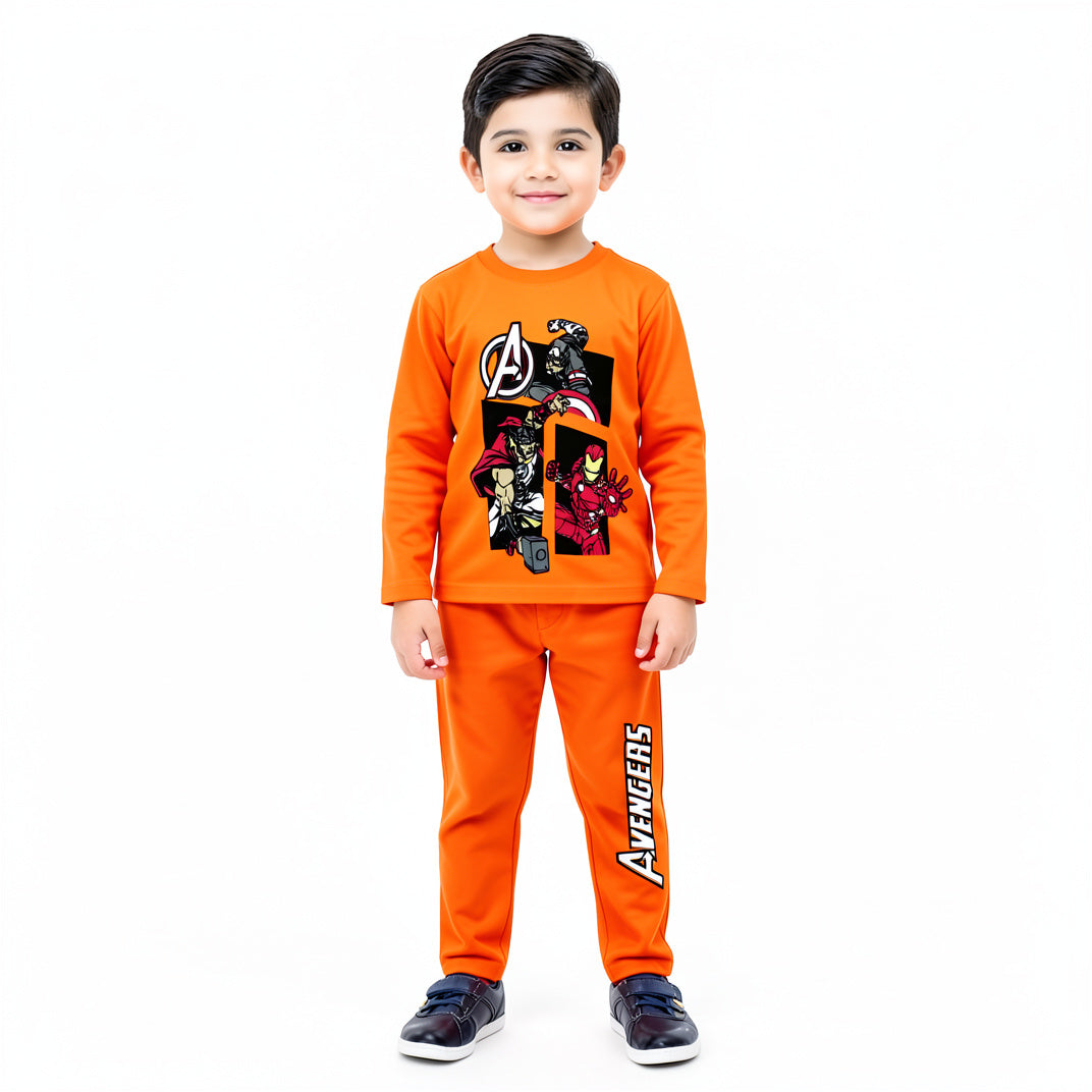 Orange Avengers Summer Coord Set - Jersey Cotton Fabric - Affordable Summer Outfits - Kidswear Brand in Pakistan - Stylish Design in Summer Outfits - Trendy Summer Articles - Lil' Cubs