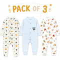 Pack of 3 Baby Romper Set White, Off White & Blue (0 - 24 Months)