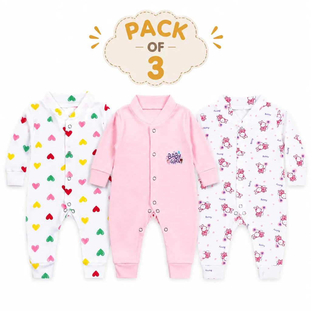 Pack of 3 Baby Romper Set White, Off White & Pink (0 - 24 Months)