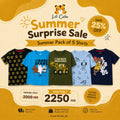 Pack of 5 kids' summer shirts from lilcubspk, featuring a random mix of colorful, lightweight shirts for ages 1 to 12.