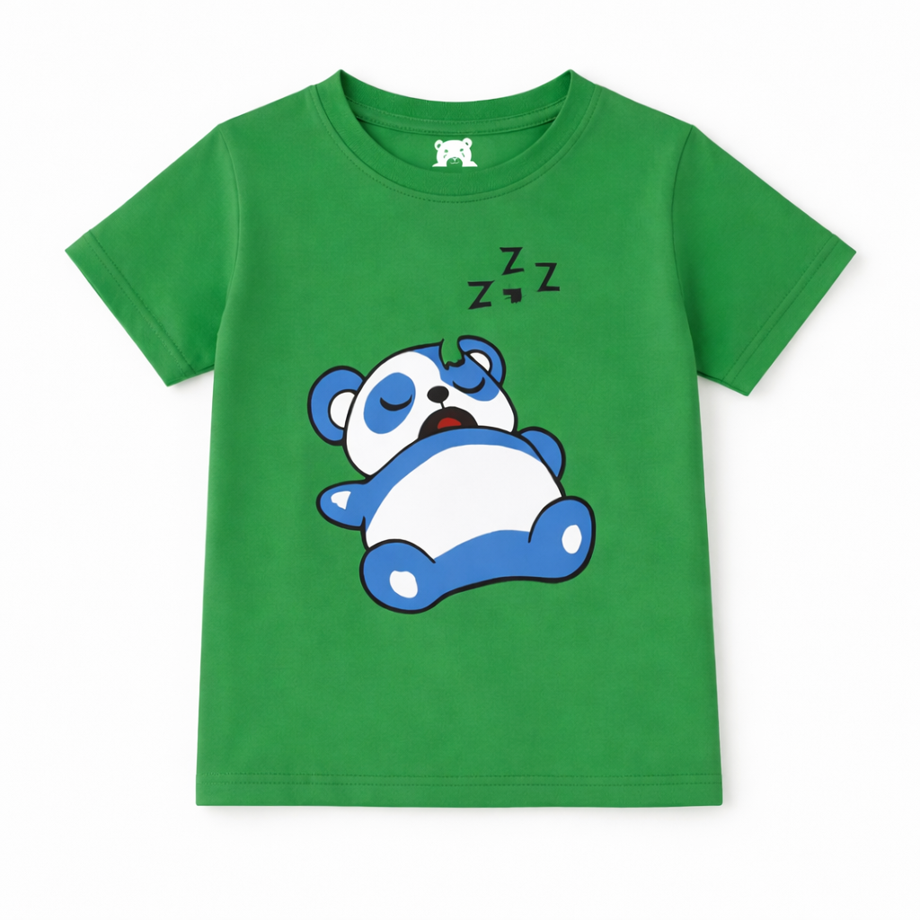 Trendy Kidswear Summer Coord Set - Lazy Panda Print Kids Outfit - Green Coord Set - Top Kidswear Brand Pakistan - Jersey Cotton Fabric - Lil' Cubs