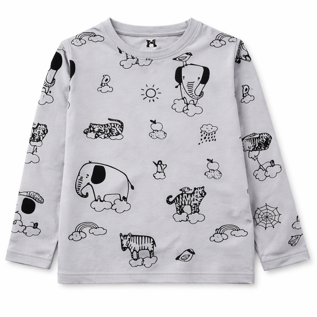 Trendy Kidswear Summer Coord Set - Animals Print Kids Outfit - Grey Coord Set - Top Kidswear Brand Pakistan - Jersey Cotton Fabric - Lil' Cubs
