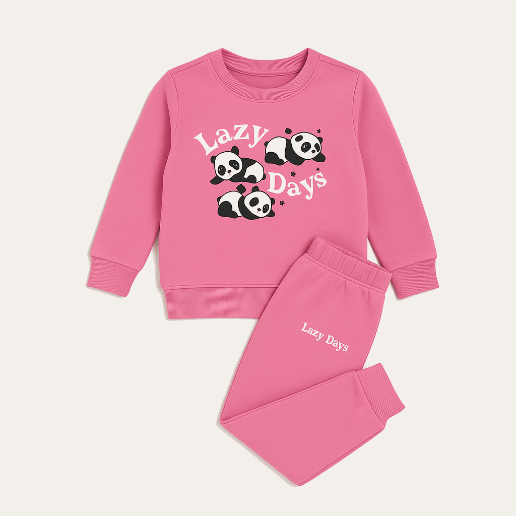 Pink Kids Sweatshirt & Jogger Set – Lazy Days Panda Design