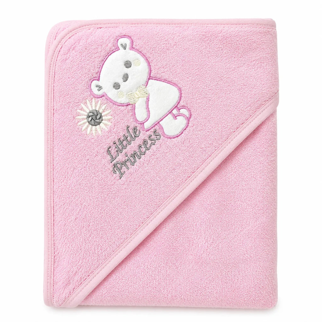 Newborn Hooded Towel 27x27 Inch Pink Little Princess - Baby Towel, Bath Towel, Newborn Essentials, Girls Fashion, Kidswear - Cotton Fabric - Newborn - Lil' Cubs