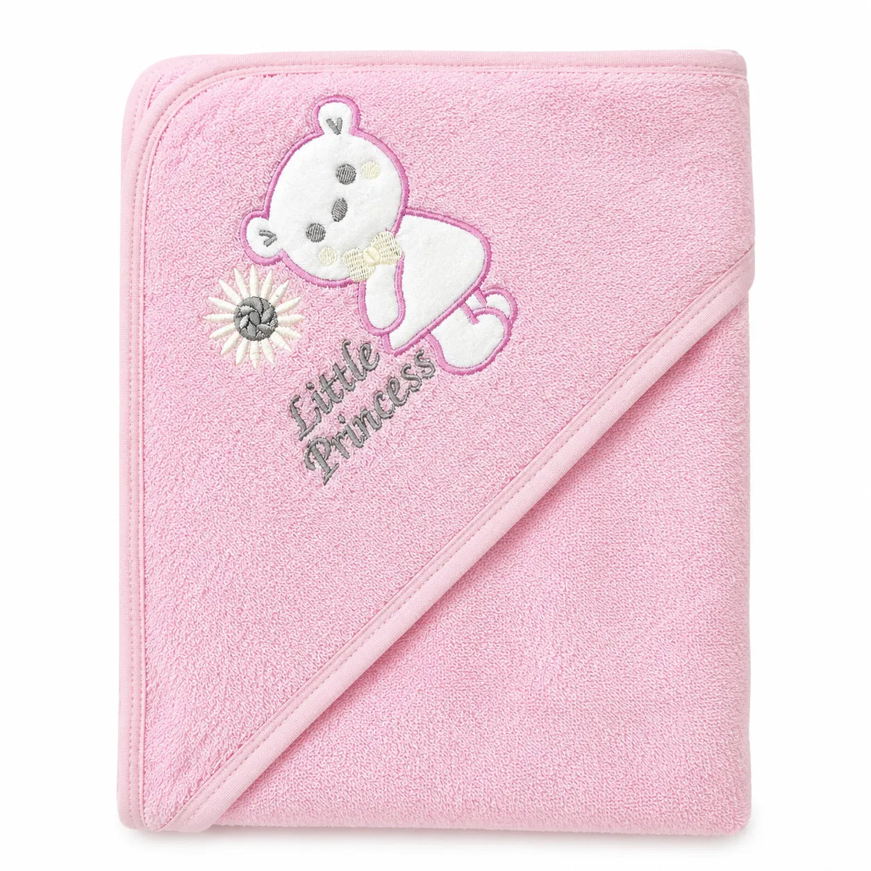 Newborn Hooded Towel 27x27 Inch Pink Little Princess - Baby Towel, Bath Towel, Newborn Essentials, Girls Fashion, Kidswear - Cotton Fabric - Newborn - Lil' Cubs
