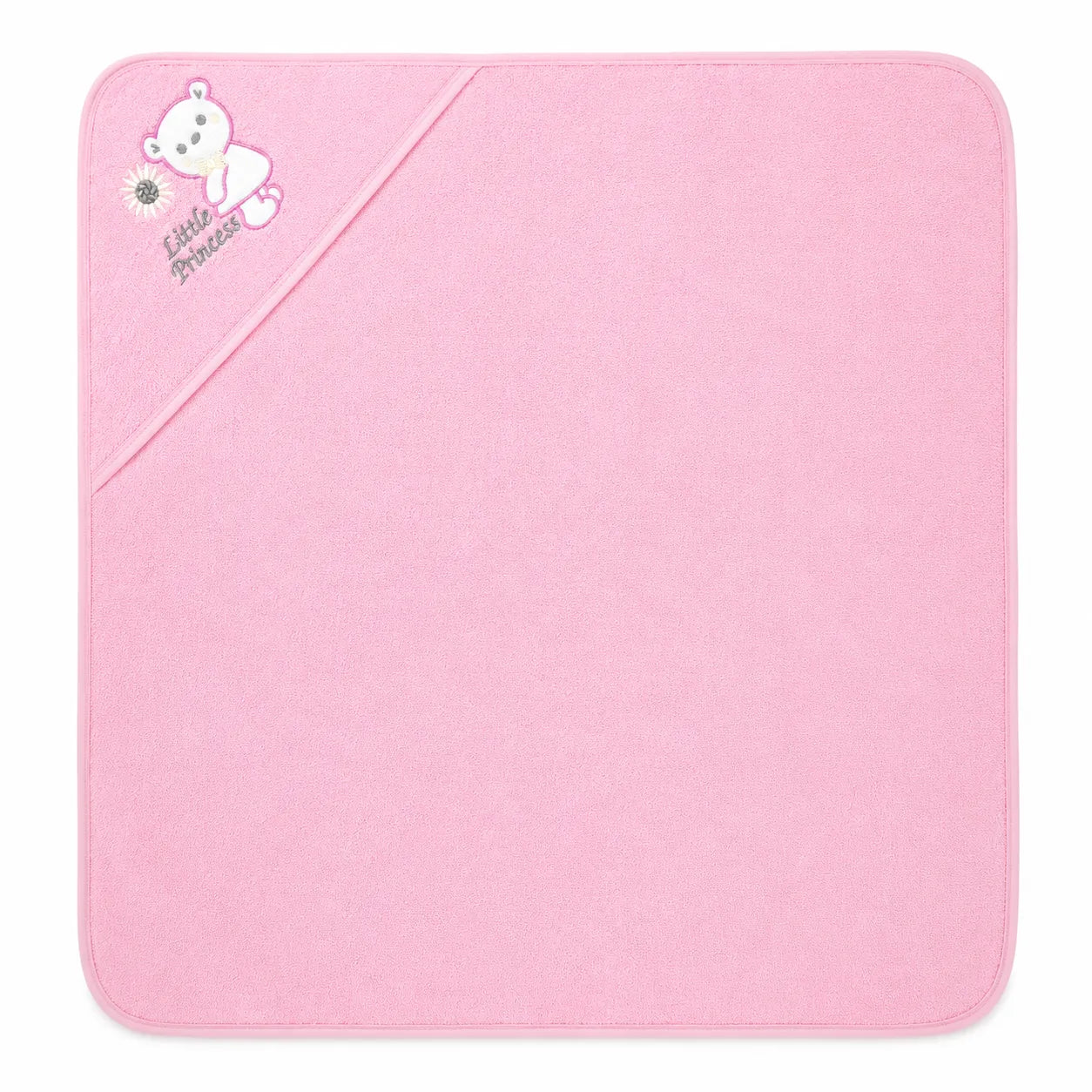 Newborn Hooded Towel 27x27 Inch (Pink “Little Princess”)