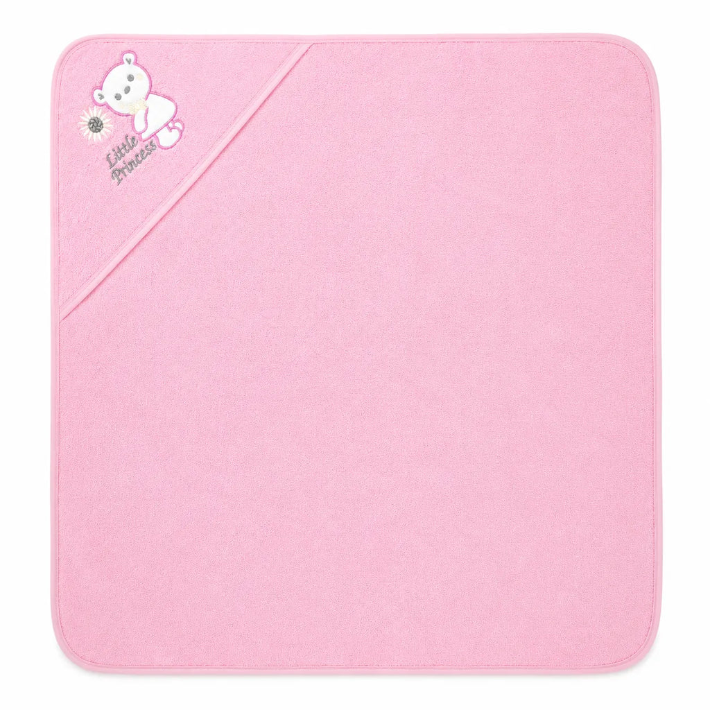 Newborn Hooded Towel 27x27 Inch Pink Little Princess - Baby Towel, Bath Towel, Newborn Essentials, Girls Fashion, Kidswear - Cotton Fabric - Newborn - Lil' Cubs