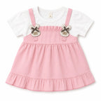 Girls Pink Happy Baby Cotton Frock (Age 3 Months - 3 Years)