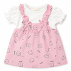 Girls Pink Rabbit Cotton Frock (Age 3 Months - 3 Years)