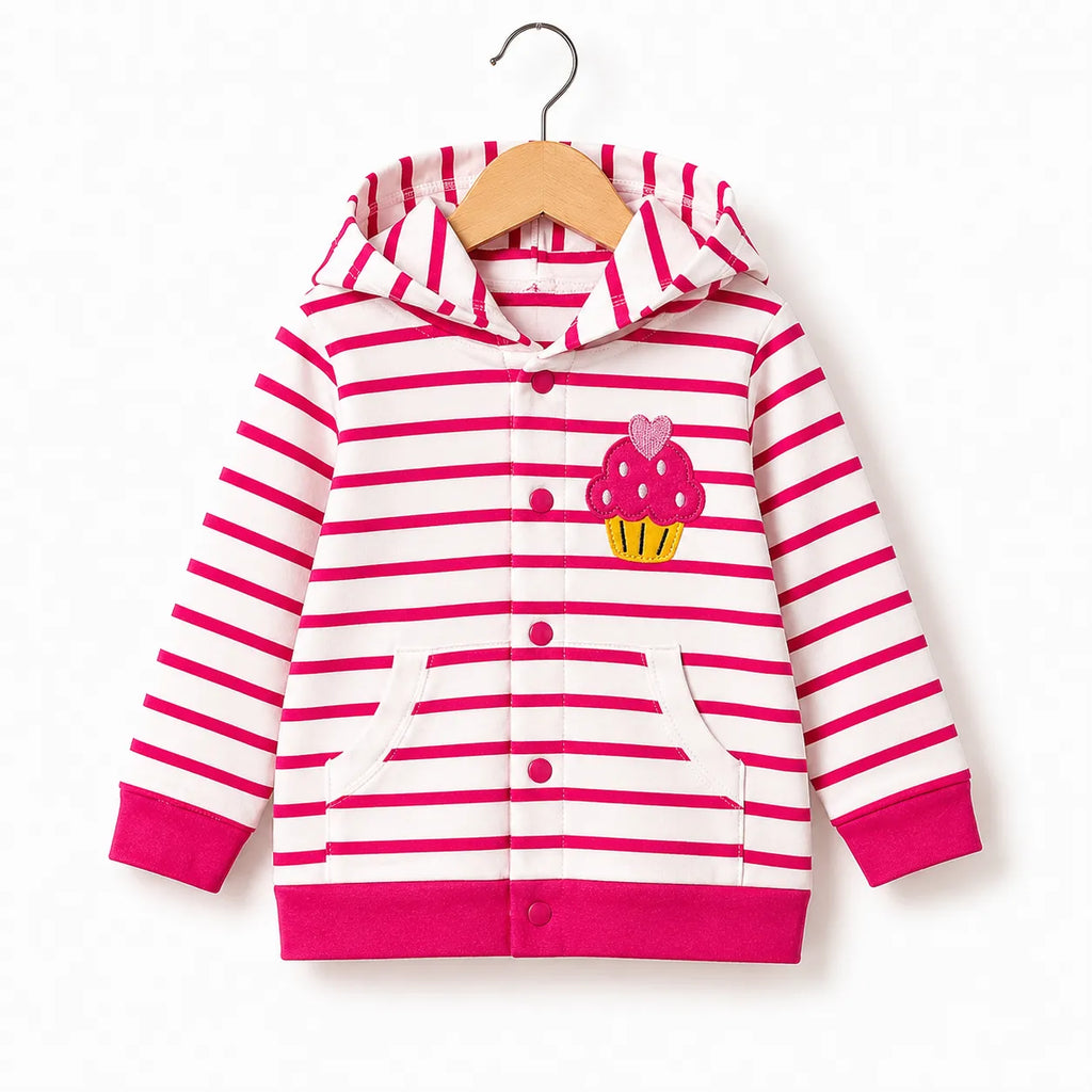 Pink Cupcake Design Hoodie Style Mid Season Suiting Set – 3 Piece