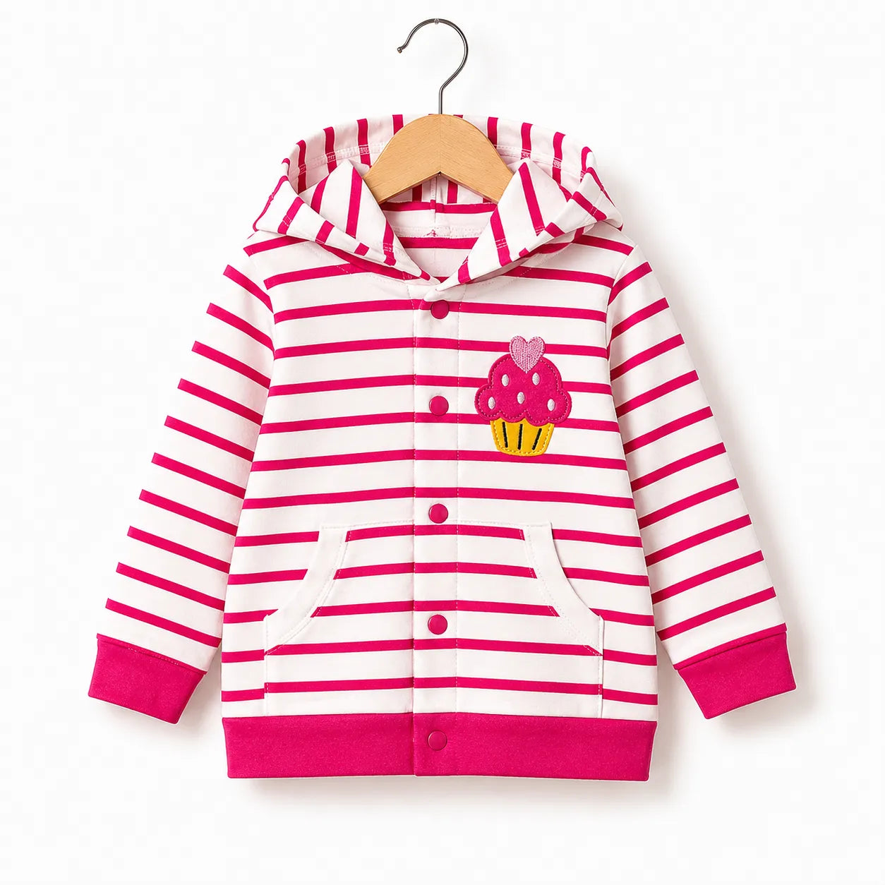 Pink Cupcake Design Hoodie Style Mid Season Suiting Set – 3 Piece
