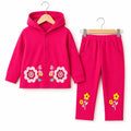 Pink Floral Hoodie Style Mid Season Suiting Set – 2 Piece