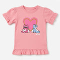 Pink Stitch Print Cotton T-Shirt for Girls – 1 to 12 Years