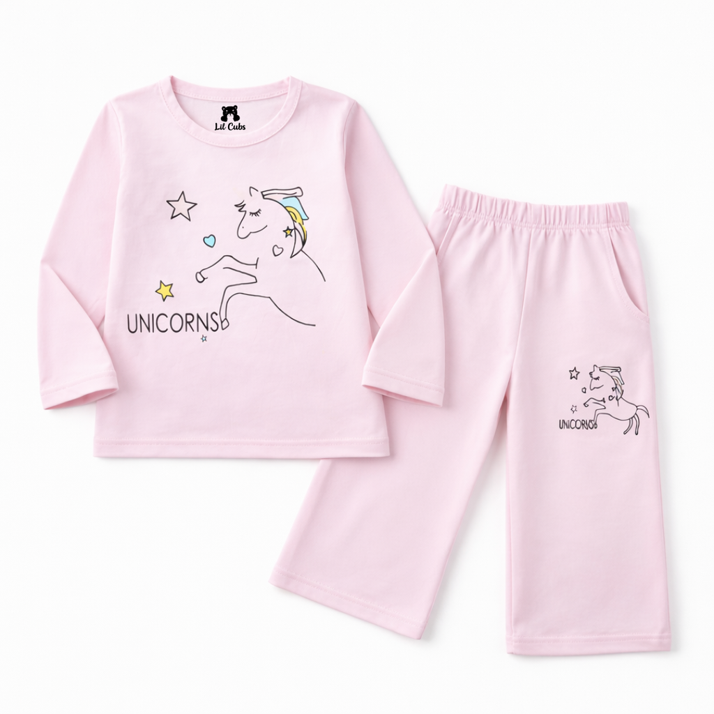 Pink Unicorn Summer Coord Set - Jersey Cotton Fabric - Summer Kidswear - Kidswear brand in Pakistan - Comfortable & Stylish Outfit - Summer Outfit for girls - Trendy Outfit for kids - Cotton Outfit - Lil' Cubs