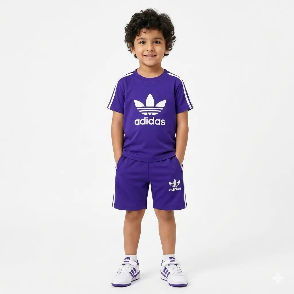 Boys Purple Adidas Summer Coord Set (2 Piece) Age 1 - 12 Years