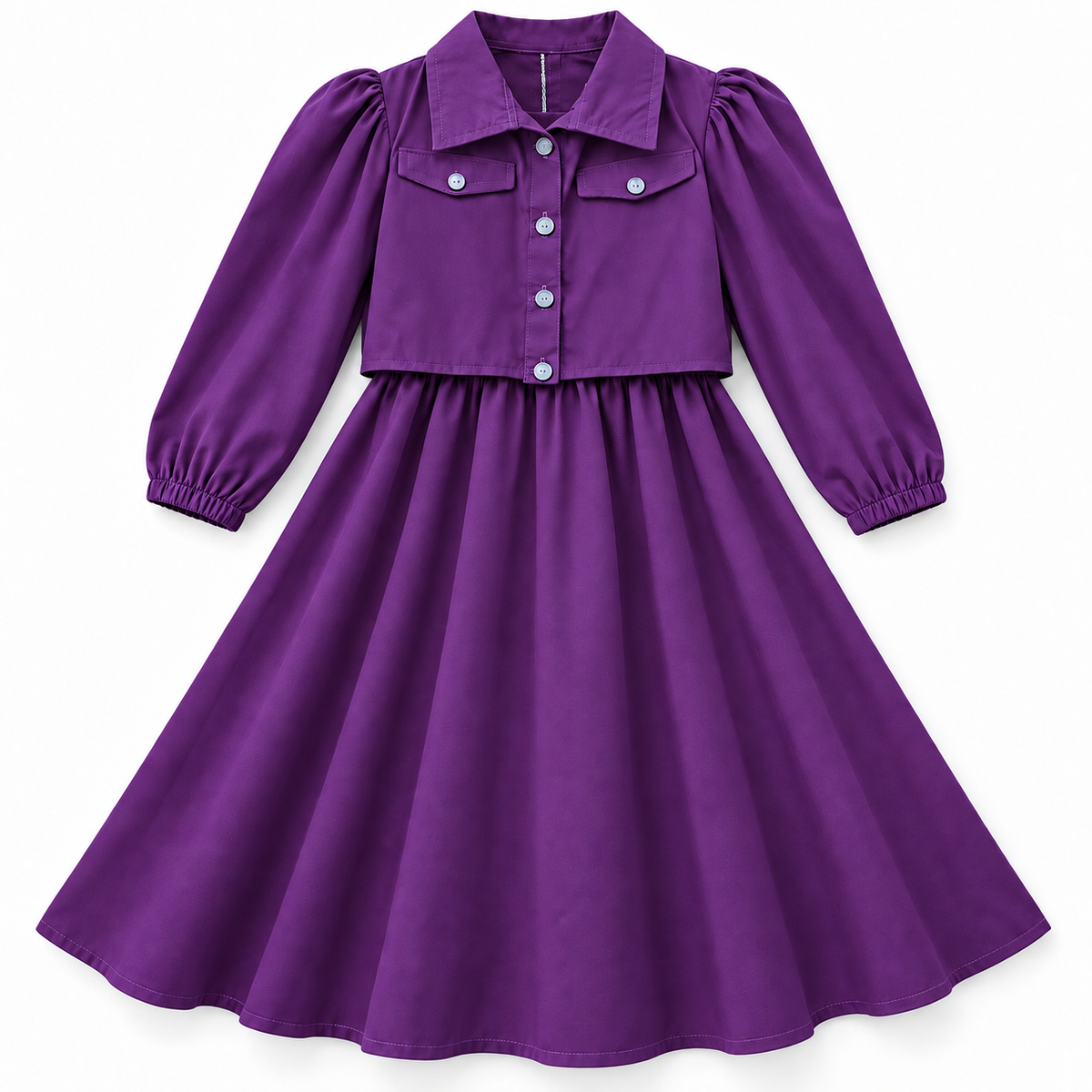 Purple Chiffon Girls Imported Coord Set (2 Piece) - Size 2 - 10 Years