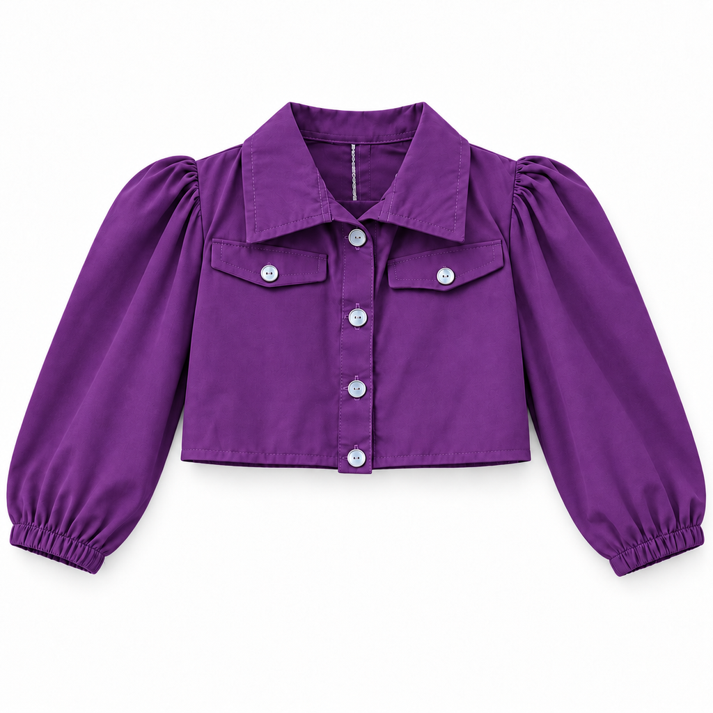 Purple Chiffon Girls Imported Coord Set (2 Piece) - Size 2 - 10 Years