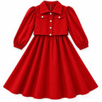 Red Chiffon Girls Imported Coord Set (2 Piece) - Size 2 - 10 Years