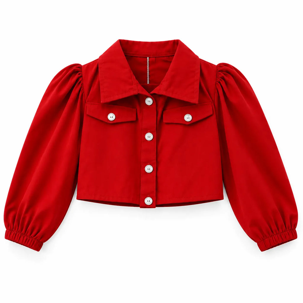 Red Chiffon Girls Imported Coord Set (2 Piece) - Size 2 - 10 Years