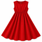 Red Chiffon Girls Imported Coord Set (2 Piece) - Size 2 - 10 Years