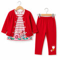 Red Floral Jacket Style Mid Season Suiting Set – 3 Piece