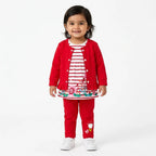 Red Floral Jacket Style Mid Season Suiting Set – 3 Piece