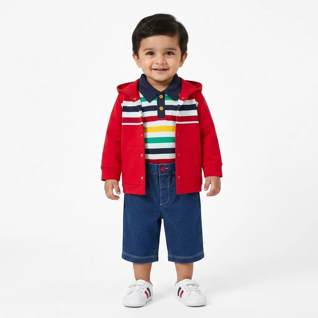 Red Hoodie Style Mid Season Suiting Set – 3 Piece