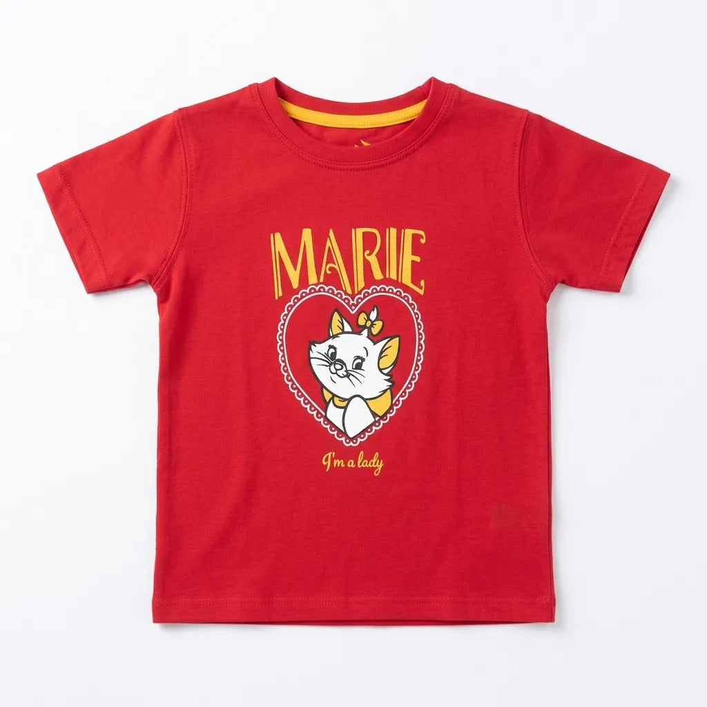 Red Marie Cat Cotton T-Shirt for Girls – 1 to 12 Years