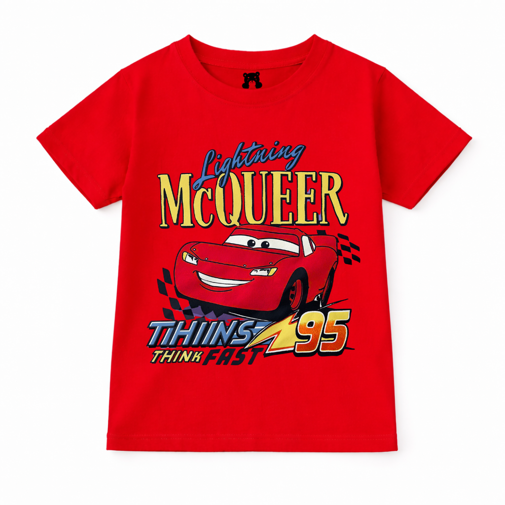 Trendy Kidswear Summer Coord Set - Lighting McQueen Print Kids Outfit - Red Coord Set - Top Kidswear Brand Pakistan - Jersey Cotton Fabric - Lil' Cub