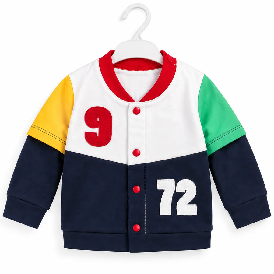 Red & Navy Blue Jacket Style with Speed Print Mid Season Suiting Set – 3 Piece