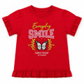 Red Smile Print Cotton T-Shirt for Girls – 1 to 12 Years