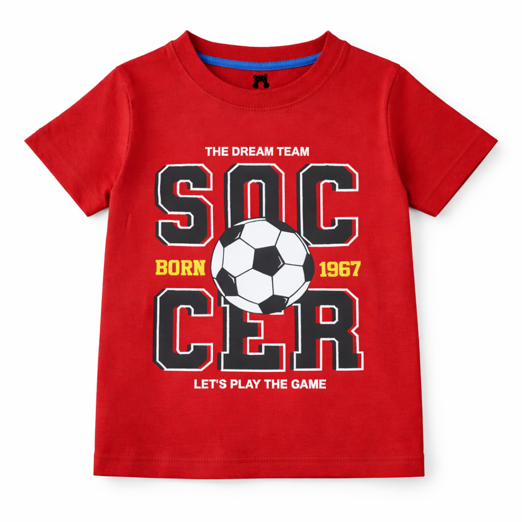 Red Soccer Summer Coord Set - Jersey Cotton Fabric - Summer Kidswear - Kidswear brand in Pakistan - Comfortable & Stylish Outfit - Summer Outfit for boys - Trendy Outfit for kids - Cotton Outfit - Lil' Cubs
