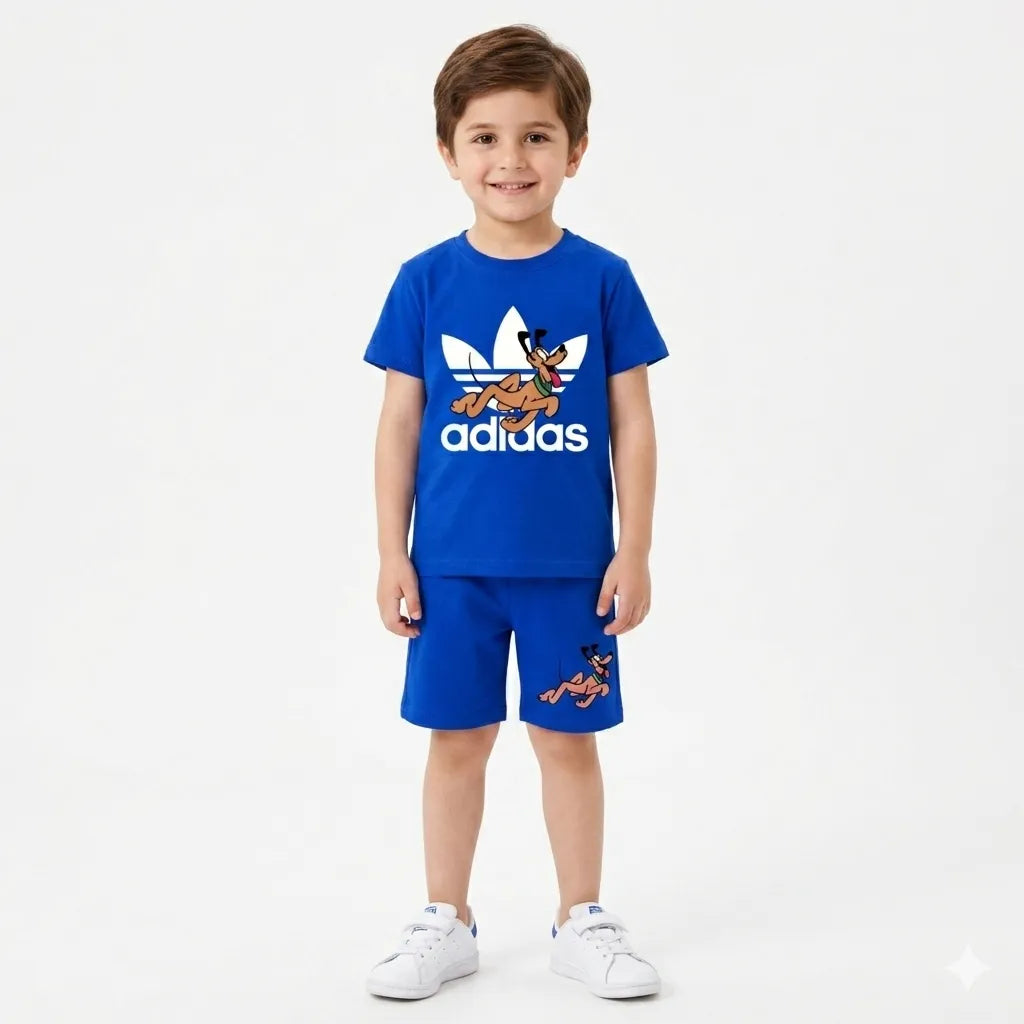 Royal blue Pluto summer coord set for boys, 2-piece outfit in age 1-12 years, by lilcubspk, featuring playful design and comfortable fabric.