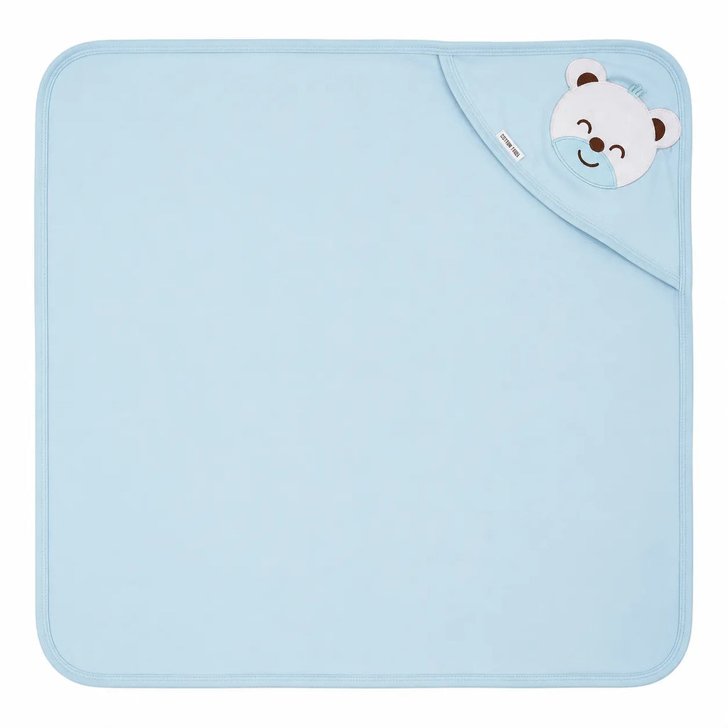 Light Blue Panda Baby Wrapping Sheet (30x30 Inches)