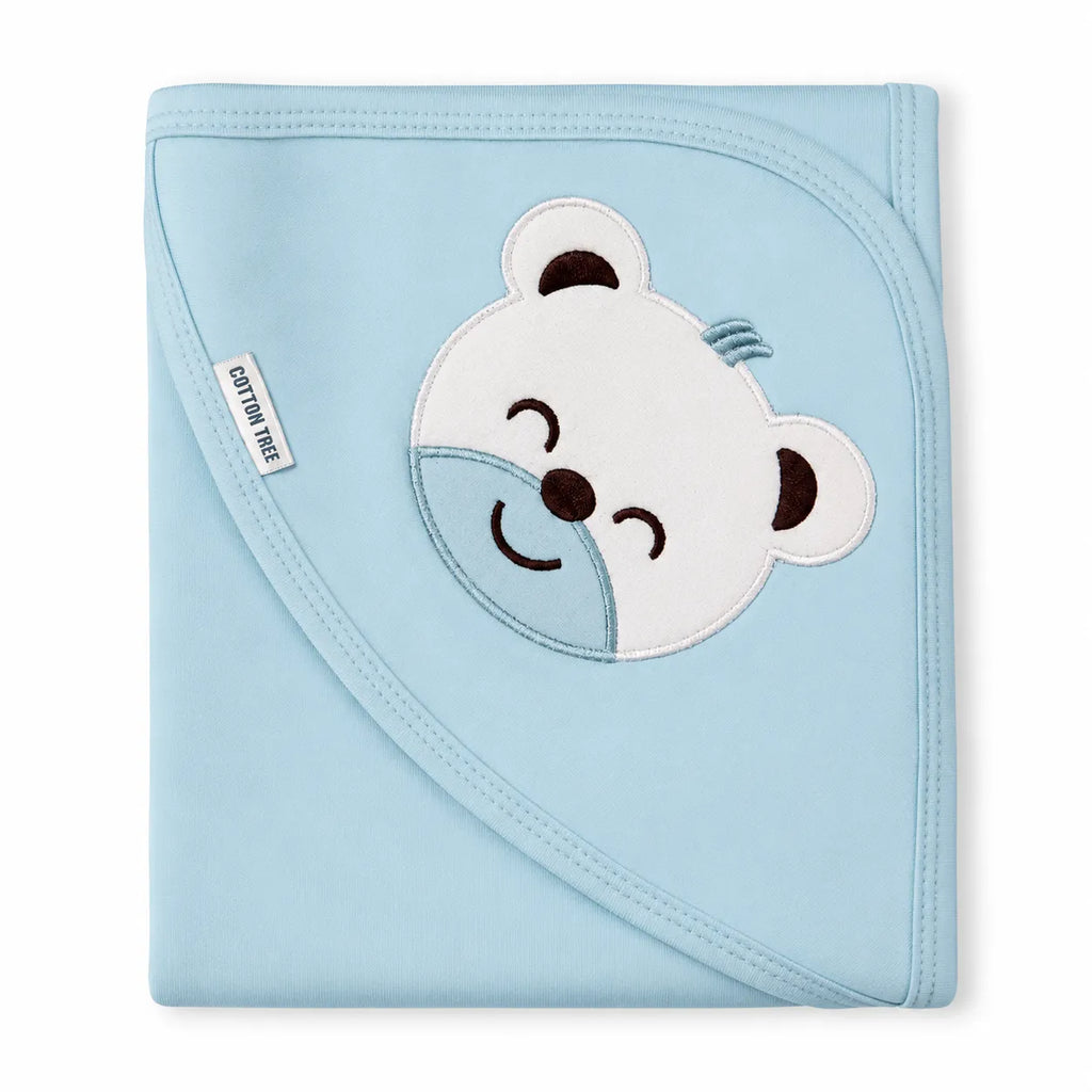 Light Blue Panda Baby Wrapping Sheet (30x30 Inches)