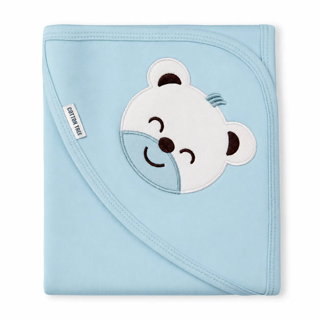 Light Blue Panda Baby Wrapping Sheet (30x30 Inches)