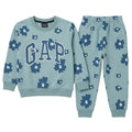 Girls sea green floral winter coord set by Lil' Cubs, includes a cozy top and matching pants for ages 1 to 12 years.
