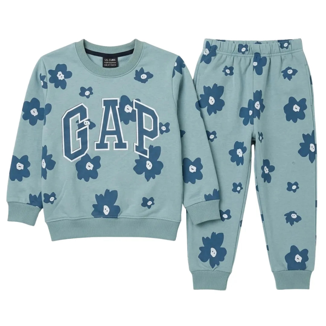 Girls Sea Green GAP & Floral Winter Coord Set (2 Piece) - Size 1 - 12 Years