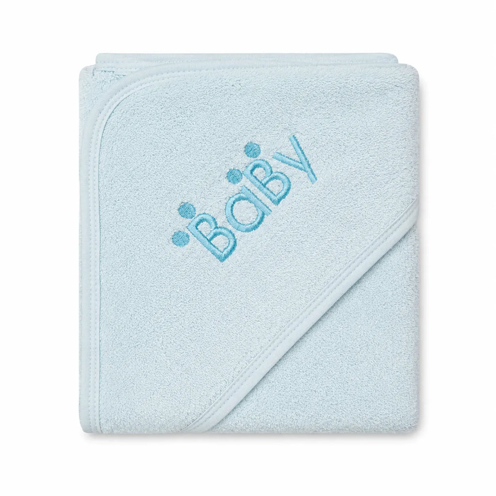 Newborn Hooded Towel 27x27 Inch (Sky Blue “Baby” Print)