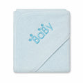 Newborn Hooded Towel 27x27 Inch (Sky Blue “Baby” Print)