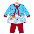 Sky Blue Frock Style Mid Season Suiting Set – 3 Piece